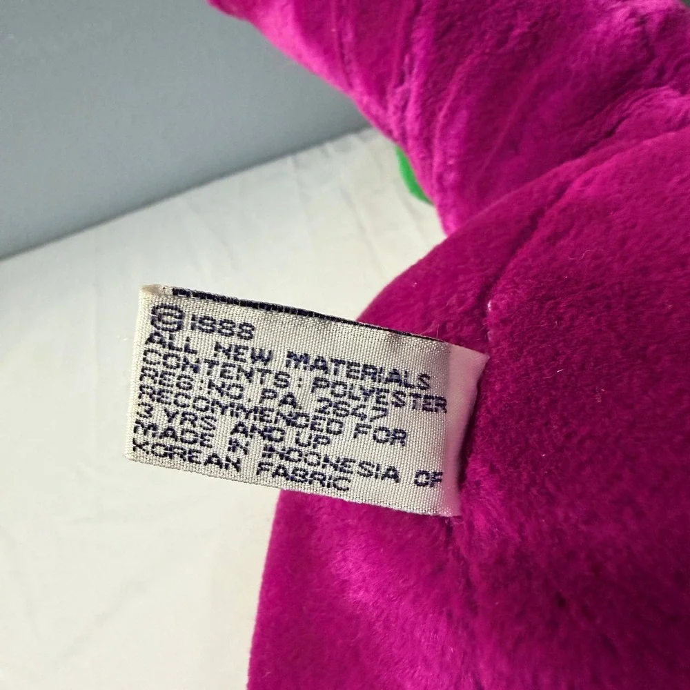 Vintage Barney The Dinosaur Plush Toy Stuffed Animal‎ 1988 Purple Green 20